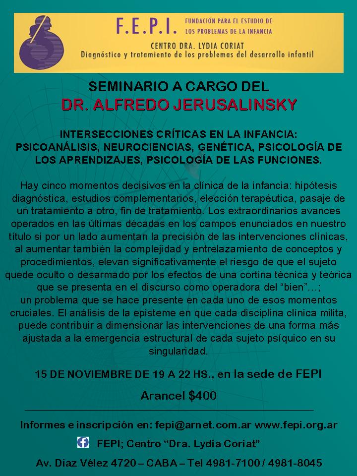 Seminario a cargo del Dr. Alfredo Jerusalinsky